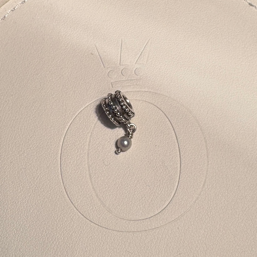 Pandora Silver Beaded Charm with Pearl